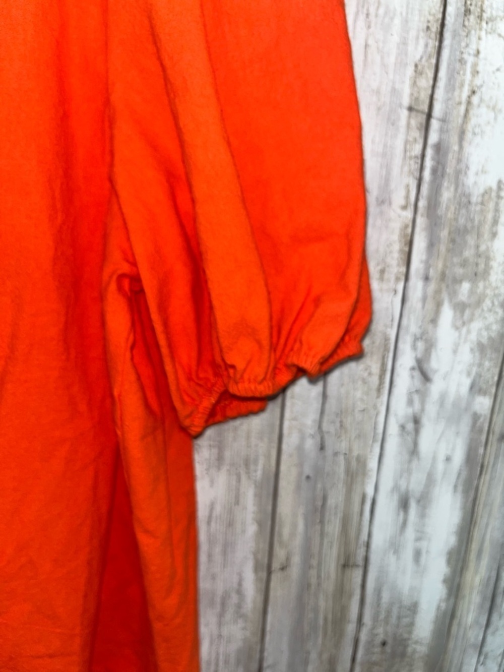 PrettyGarden Orange Cotton Blouse XL Puff Sleeve Button Front Boho Top - Picture 4 of 5